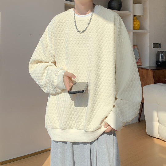 Herren Oversize-Quilt-Sweatshirt mit Rautenmuster und gerippten Bündchen Shop Nory