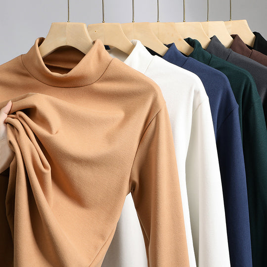 Damen Feines Stretch-Mockneck-Langarmshirt mit engem Stehkragen Shop Nory