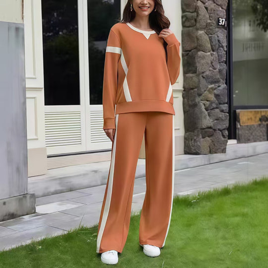 Damen Lounge-Set aus weichem Jersey mit weitem Bein und Kontraststreifen Shop Nory