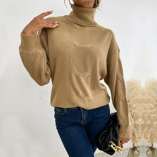 Damen Rollkragenpullover mit Zopfmuster und Oversize-Silhouette Shop Nory