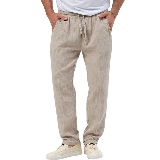 Herren nan entspannte Baumwoll-Musselin-Hose mit elastischem Tunnelzugbund und geradem Bein Shop Nory
