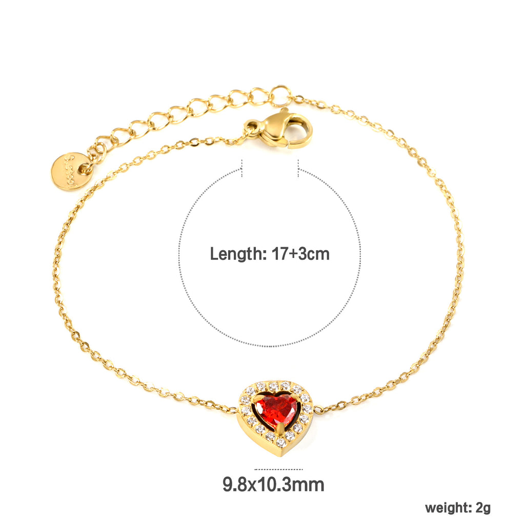Damen Armband mit funkelndem rotem Kristallanhänger und filigranem Kettendesign Shop Nory