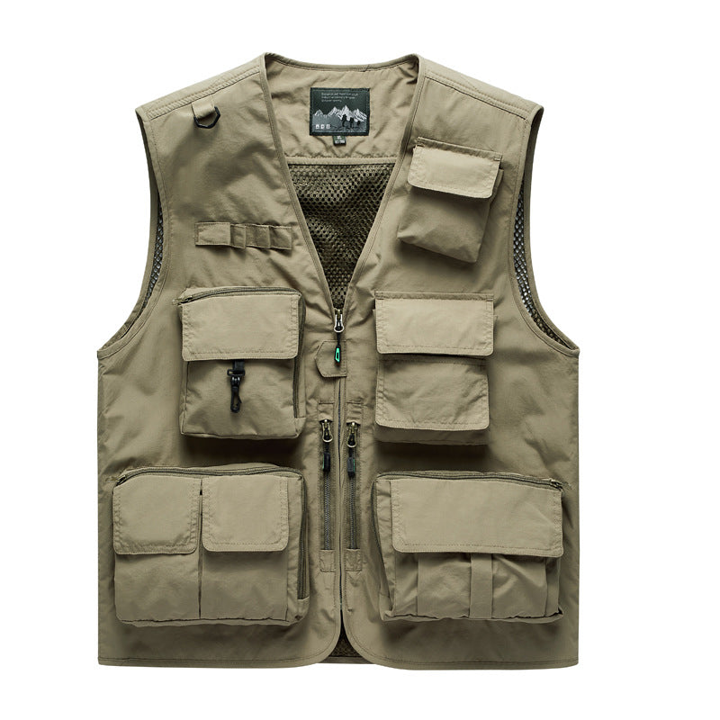 Herren Multifunktionale Outdoor‑Utilityweste mit Mesh‑Rücken, Mehrfach‑Fronttaschen und durchgehendem Reißverschluss Shop Nory