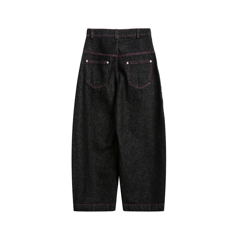 Damen Hochtaillierte Cropped-Baggy-Jeans mit markanten Kontrastnähten Shop Nory