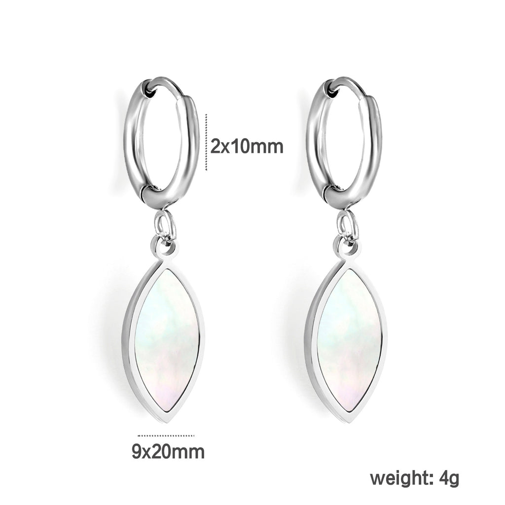 Damen Hängende Ohrstecker mit luxuriösem Muschel-Anhänger aus goldplattiertem Edelstahl Shop Nory