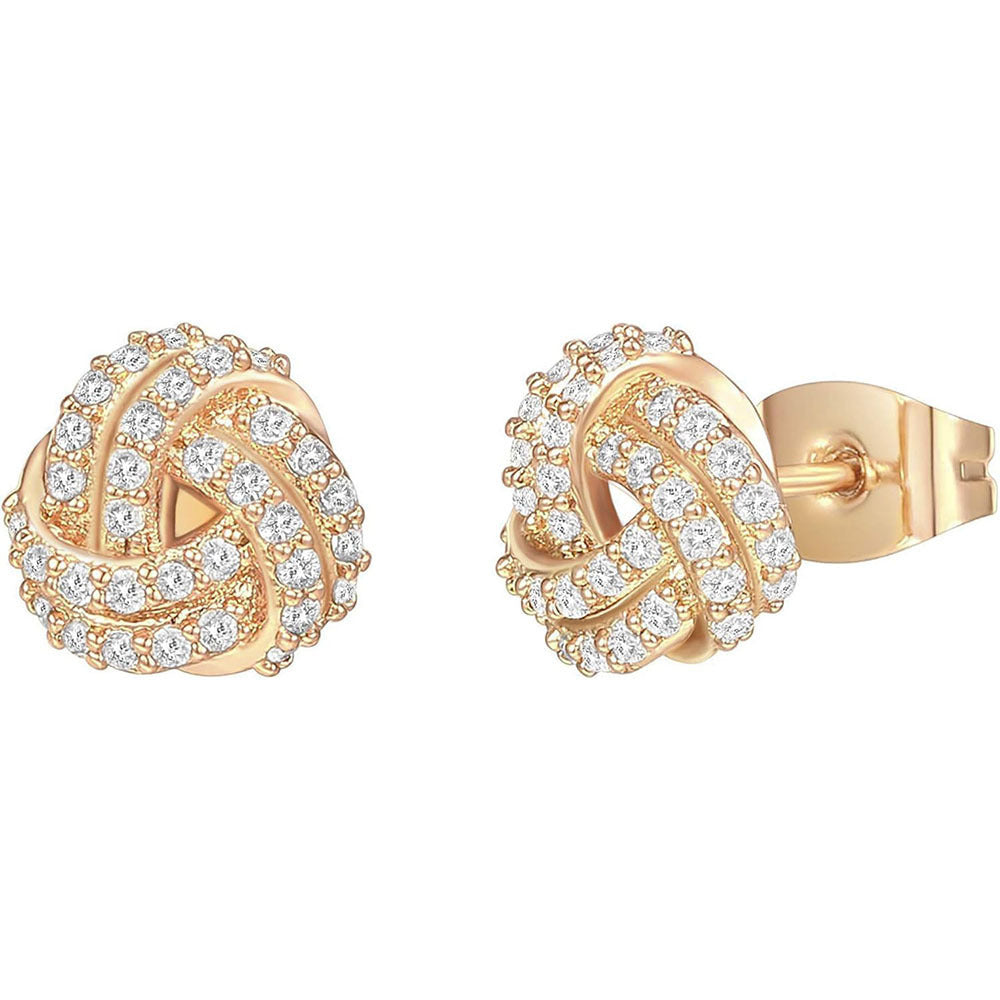 Damen Ohrstecker mit elegantem Knoten-Design und funkelnden Zirkonia Shop Nory