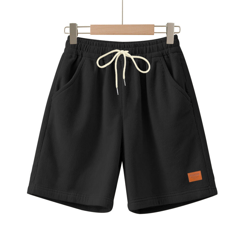 Herren nan lässige Bermudashorts aus feinstrukturiertem Baumwollmix mit elastischem Bund und Kordelzug