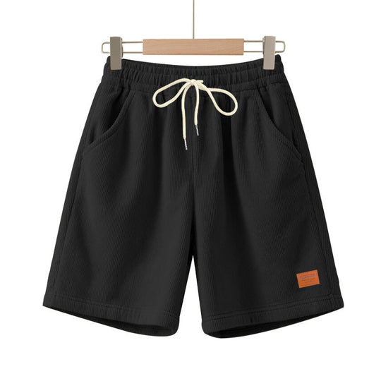 Herren nan lässige Bermudashorts aus feinstrukturiertem Baumwollmix mit elastischem Bund und Kordelzug