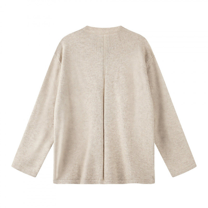 Unisex Oversize-Strickpullover mit Henley-Knopfleiste, geradem Saum und leichter Struktur Shop Nory