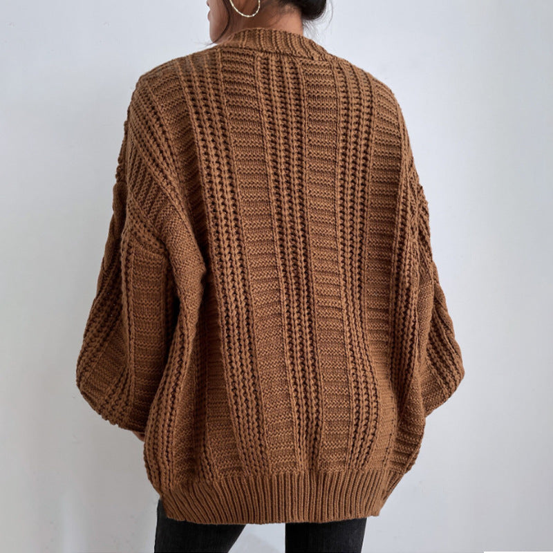 Damen Strickjacke mit oversized Passform und Zopfmuster
