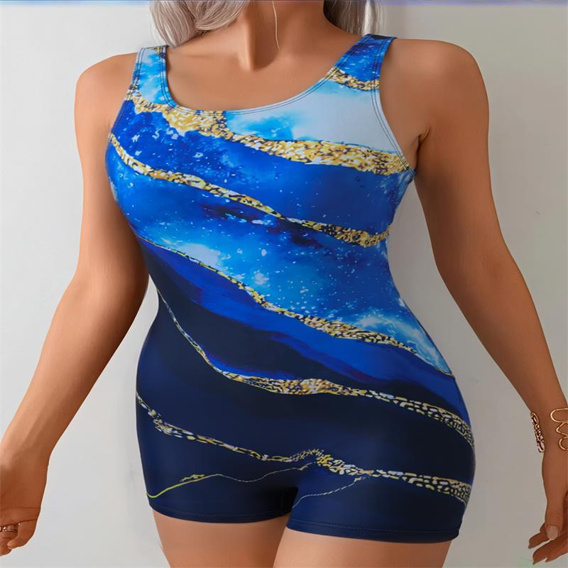 Damen Einteiler Badeanzug mit modernem Grafikdesign und elegantem Schnitt