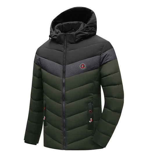 Herren Steppjacke mit Kapuze, Chevron-Steppung und Wetterfester Thermoisolierung Shop Nory