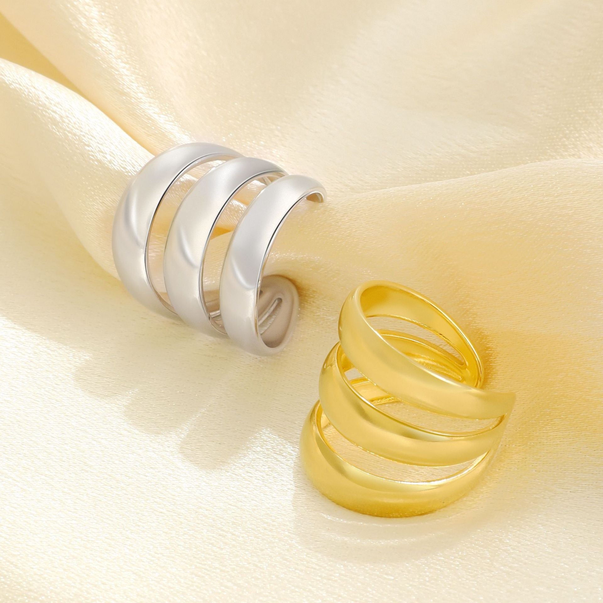 Damen Offener Ring mit elegantem Wellenmuster Shop Nory