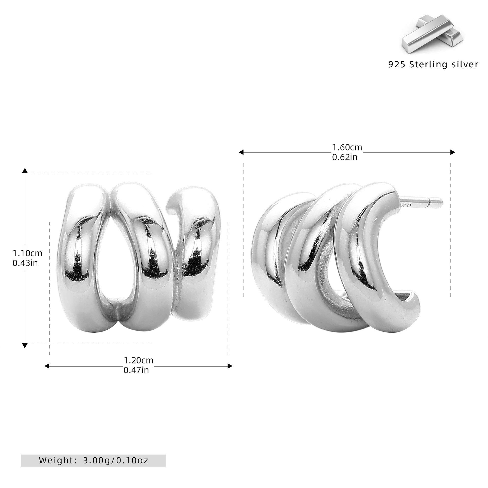 Damen Ohrhänger im eleganten, geschwungenen Design aus hochwertigem 925 Sterling Silber Shop Nory