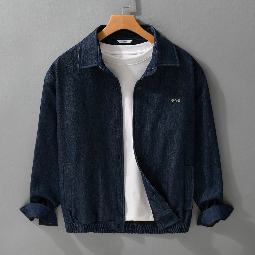 Herren Jeansjacke mit Druckknöpfen und elastischem Saum Shop Nory