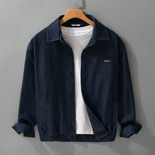 Herren Jeansjacke mit Druckknöpfen und elastischem Saum Shop Nory
