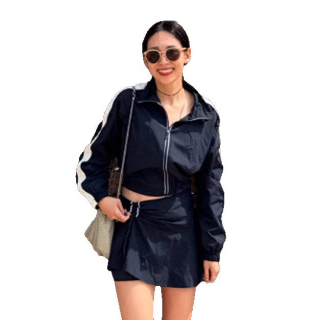 Damen Leichte Kapuzenjacke Cropped mit elastischem Saum Shop Nory