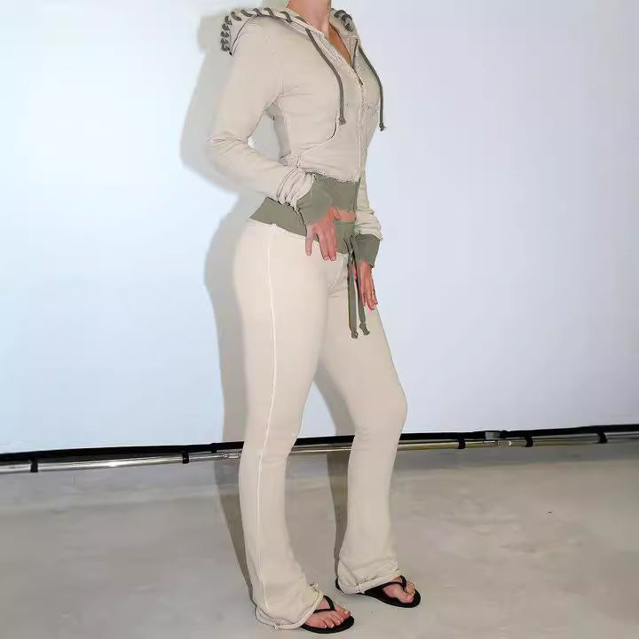 Damen nan taillierte Jersey-Flared-Loungehose mit Bindeband, hohem Komfortbund und seitlichen Eingrifftaschen Shop Nory