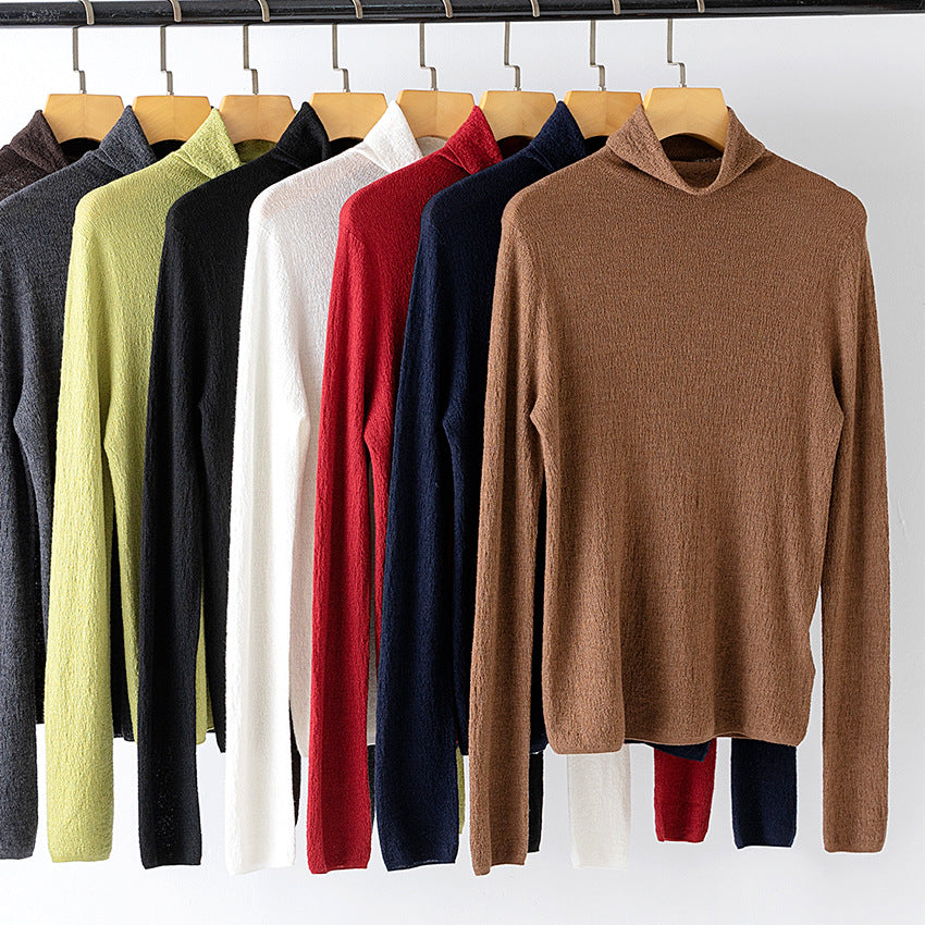 Damen Feiner Crinkle-Rollkragenpullover mit leichtem Fall Shop Nory