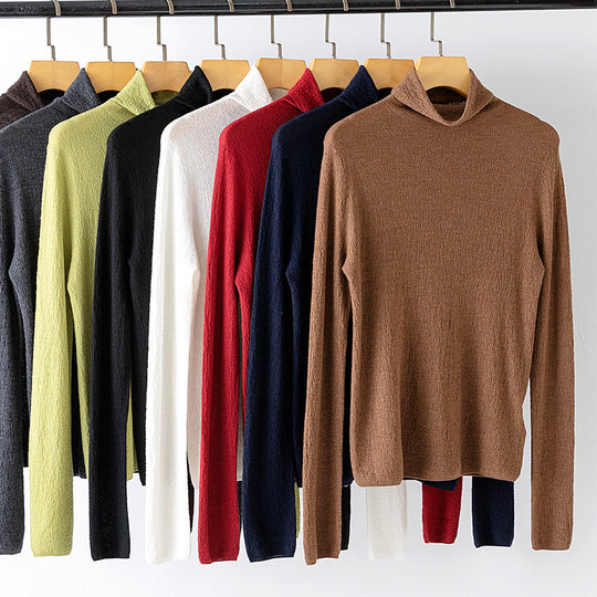 Damen Feiner Crinkle-Rollkragenpullover mit leichtem Fall Shop Nory
