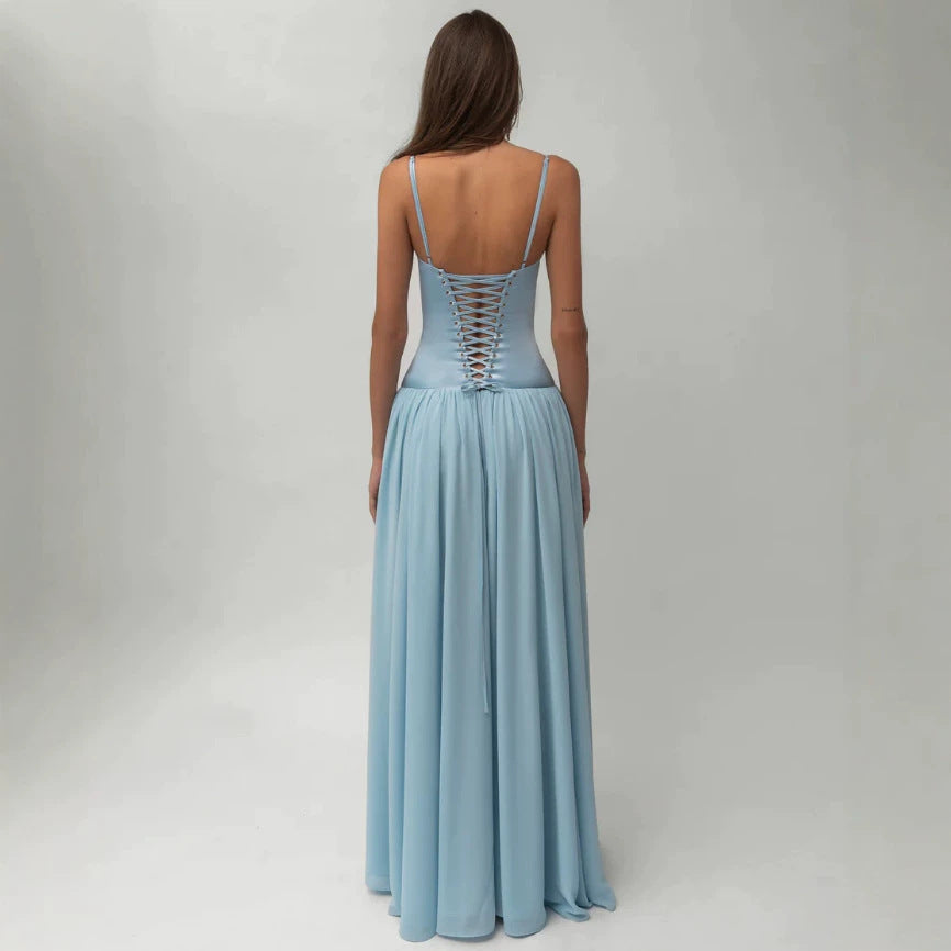 Damen nan modellierendes Bustier-Abendkleid mit vorgeformter Miederkonstruktion und weitfallendem Chiffon-Tellerrock