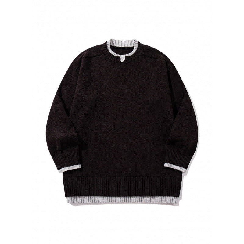 Unisex Relaxed-Fit Feinstrick-Pullover mit Kontrastbündchen und verlängertem Rippenbund Shop Nory