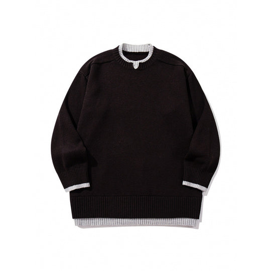 Unisex Relaxed-Fit Feinstrick-Pullover mit Kontrastbündchen und verlängertem Rippenbund Shop Nory