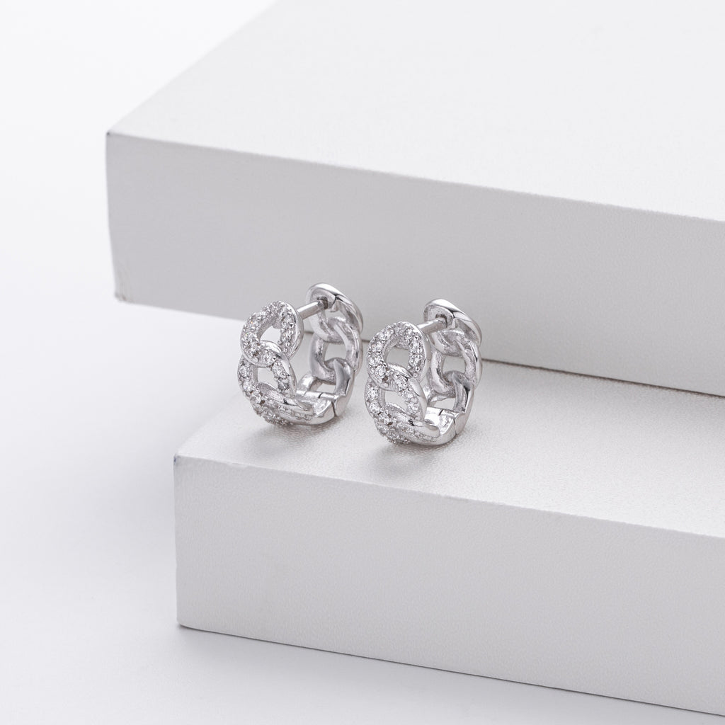 Damen Ohrstecker mit luxuriösem Zirkonbesatz und stilvollem Kettendesign Shop Nory