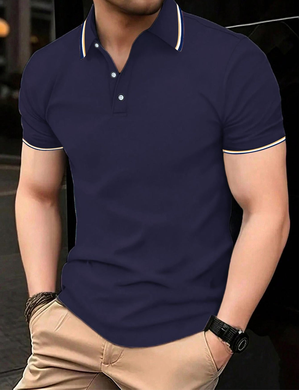 Herren Poloshirt mit modernem Kragen und sportlichem Schnitt