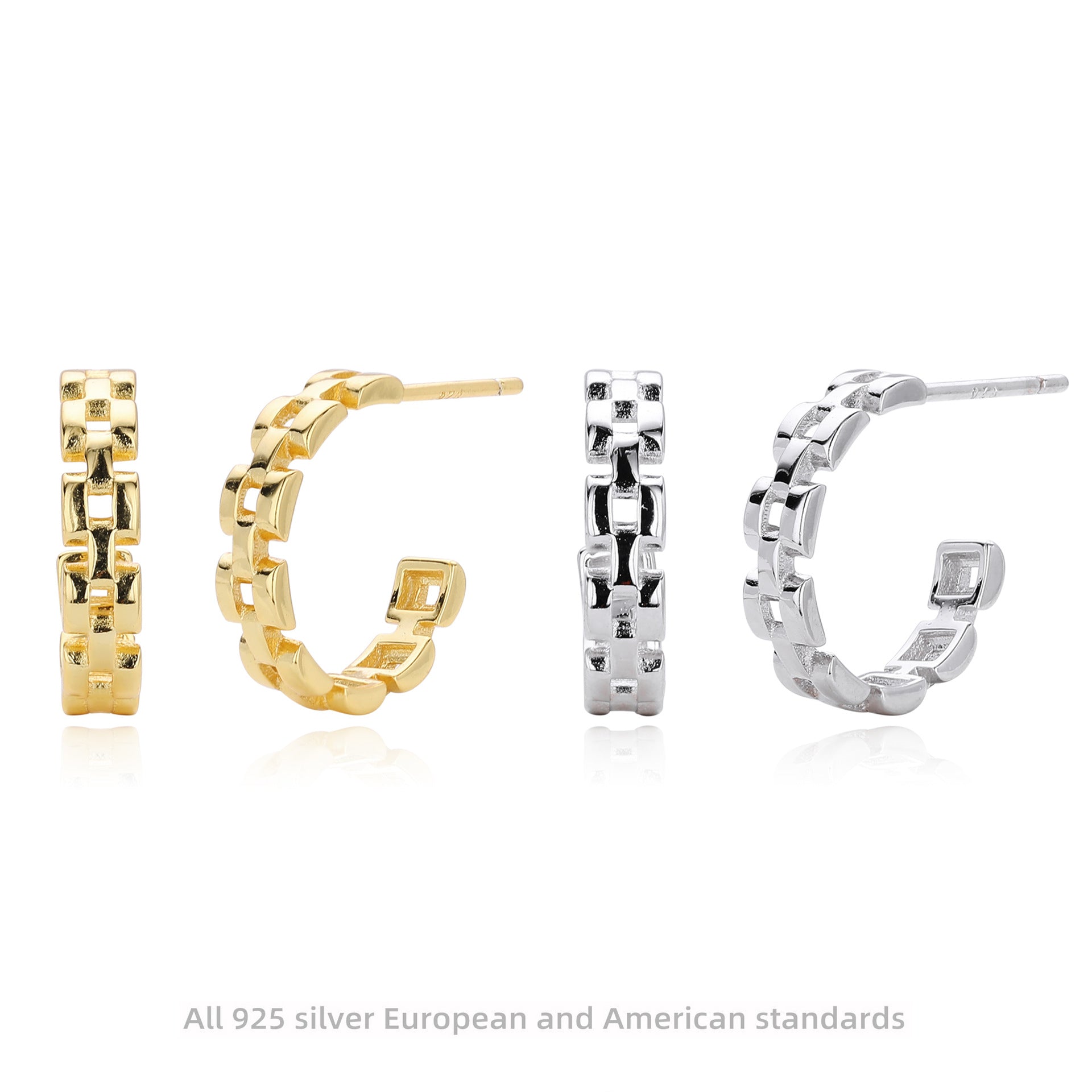 Damen Creolen im modernen Ketten-Design aus hochwertigem 925 Sterling Silber Shop Nory