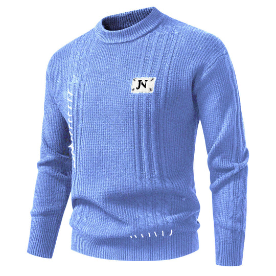 Herren Strukturiertes Rippstrick-Pullover mit Ziernähten und Logo‑Patch Shop Nory
