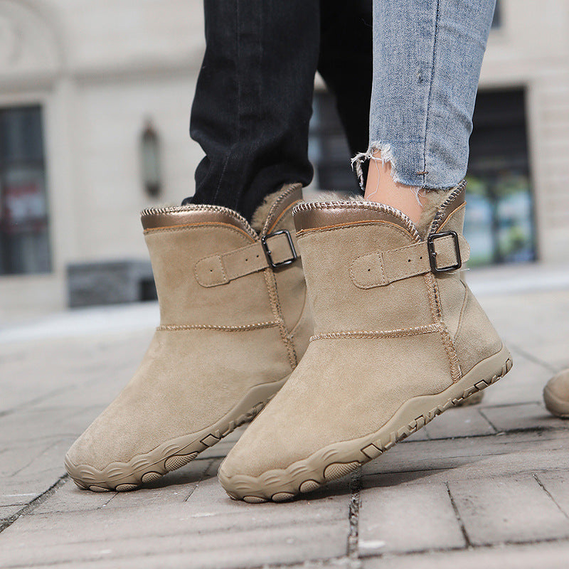 Damen Winterstiefelette mit Kunstfellfutter, rutschfester Profilsohle und verstellbarem Schnallenriemen Shop Nory