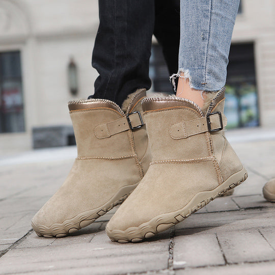 Damen Winterstiefelette mit Kunstfellfutter, rutschfester Profilsohle und verstellbarem Schnallenriemen Shop Nory