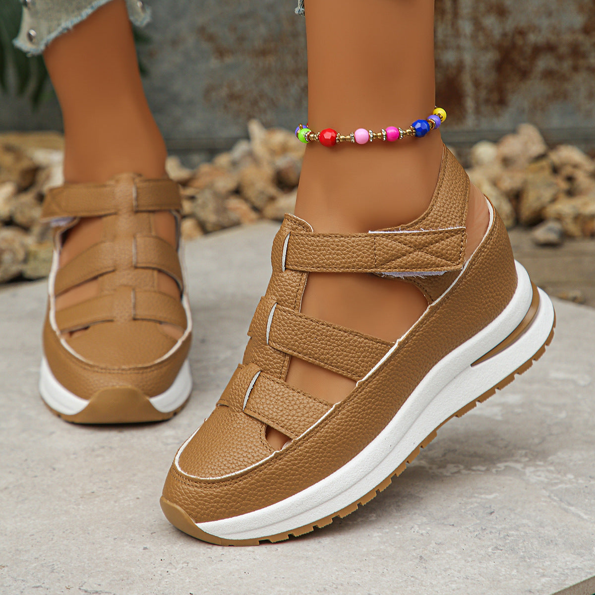 Damen Sportliche Wedge-Sandaletten mit verstellbaren Riemen und rutschfester Sohle