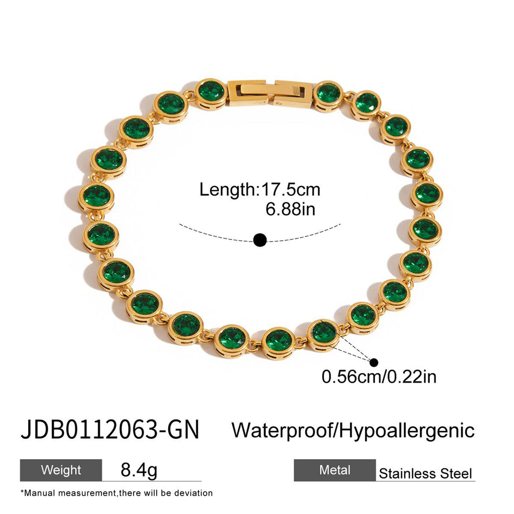Damen Armband mit funkelnden Zirkonia und grünem Kristall-Design Shop Nory