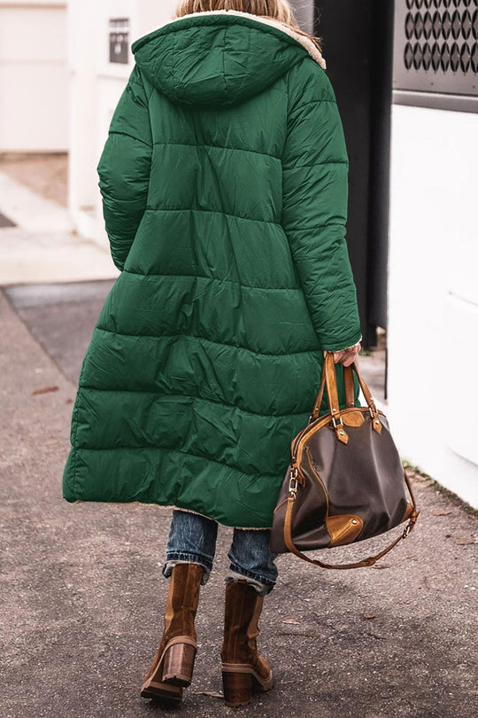Damen lange, gefütterte Winterjacke mit Fleece-Futter