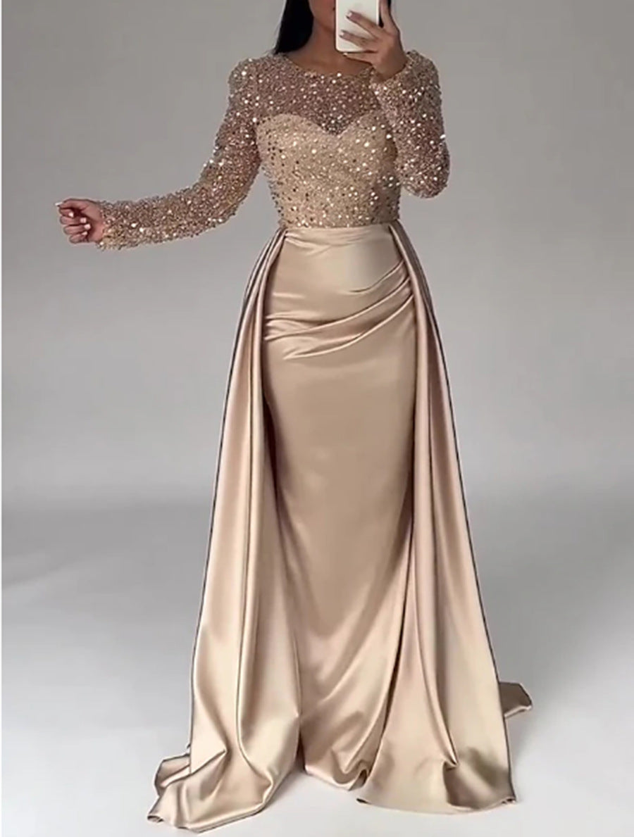 Damen Elegantes Abendkleid mit Glitzerdetails und fließendem Stoff