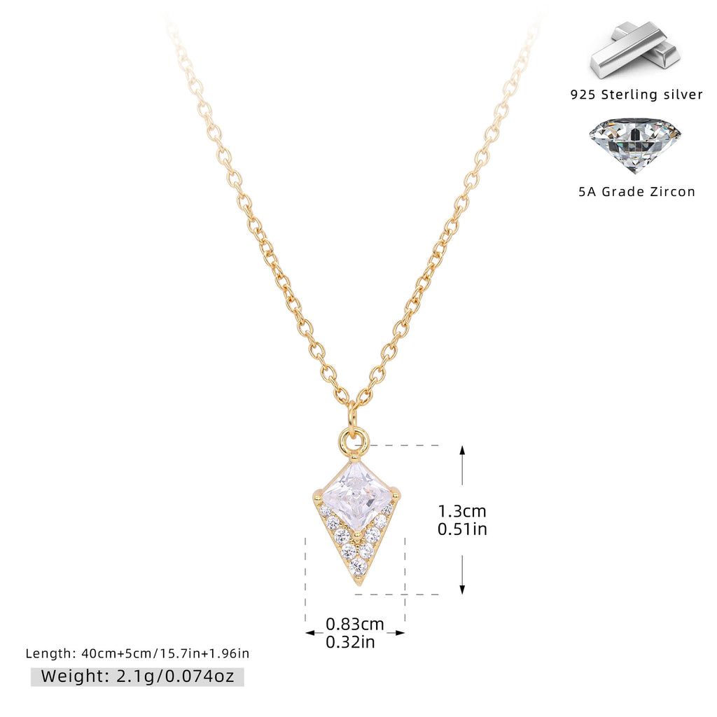 Damen Halskette mit diamantförmigem Anhänger und funkelnden Zirkonia Shop Nory