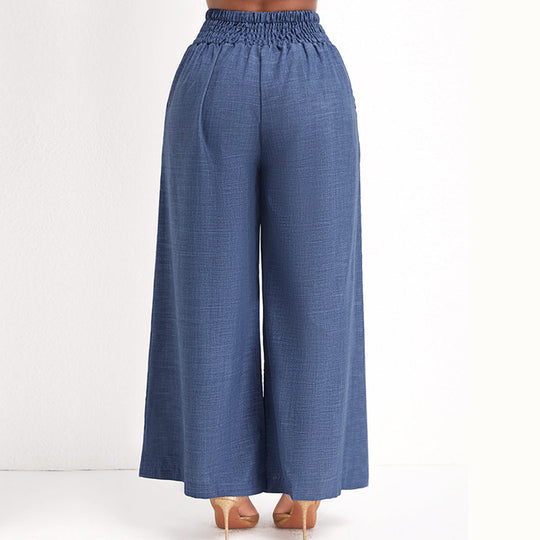 Damen Lässige Palazzo-Hose mit hoher Smock-Taille und dekorativer Kettenapplikation Shop Nory