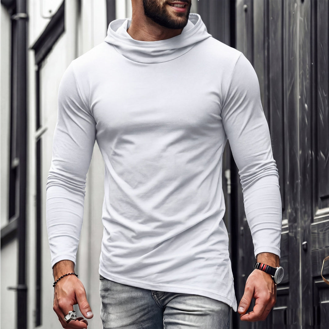 Herren Enganliegendes Langarmshirt mit hohem Schlauchkragen und asymmetrischem Saum Shop Nory