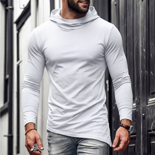 Herren Enganliegendes Langarmshirt mit hohem Schlauchkragen und asymmetrischem Saum Shop Nory