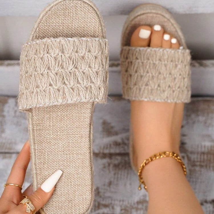 Damen trendige Plateausandalen mit geflochtenem Riemendesign Shopnory