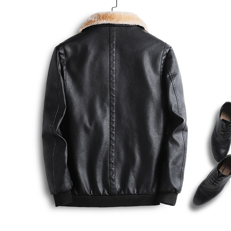 Herren Lederimitat-Fliegerjacke mit Teddyfutter und Kunstfellkragen Shop Nory