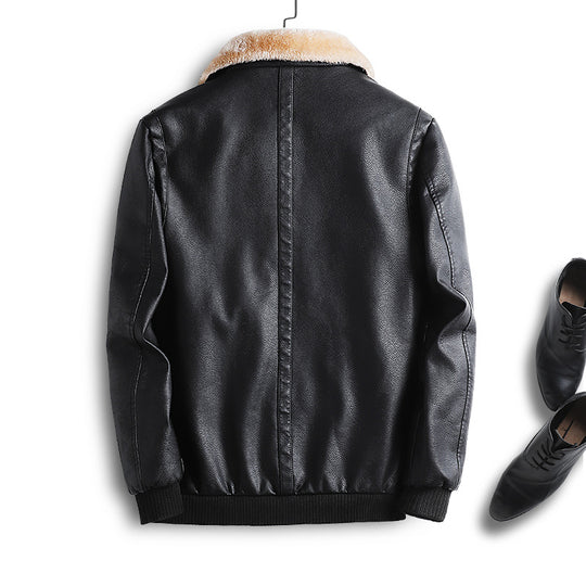 Herren Lederimitat-Fliegerjacke mit Teddyfutter und Kunstfellkragen Shop Nory