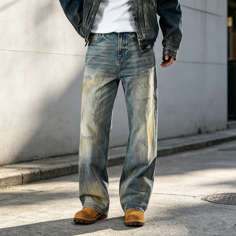 Herren Weit geschnittene Slim-Fit Jeans Shop Nory