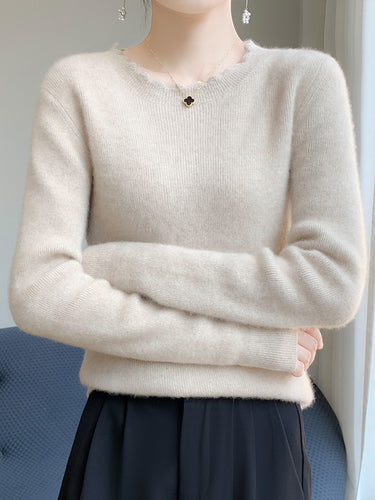 Damen Weicher Feinstrickpullover mit welligem Rundhalsausschnitt und kaschmirähnlicher Oberfläche Shop Nory