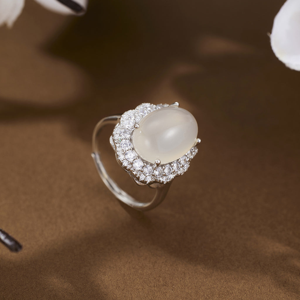 Damen Ring mit hochwertigem Mondstein und funkelndem Zirkonia Shop Nory