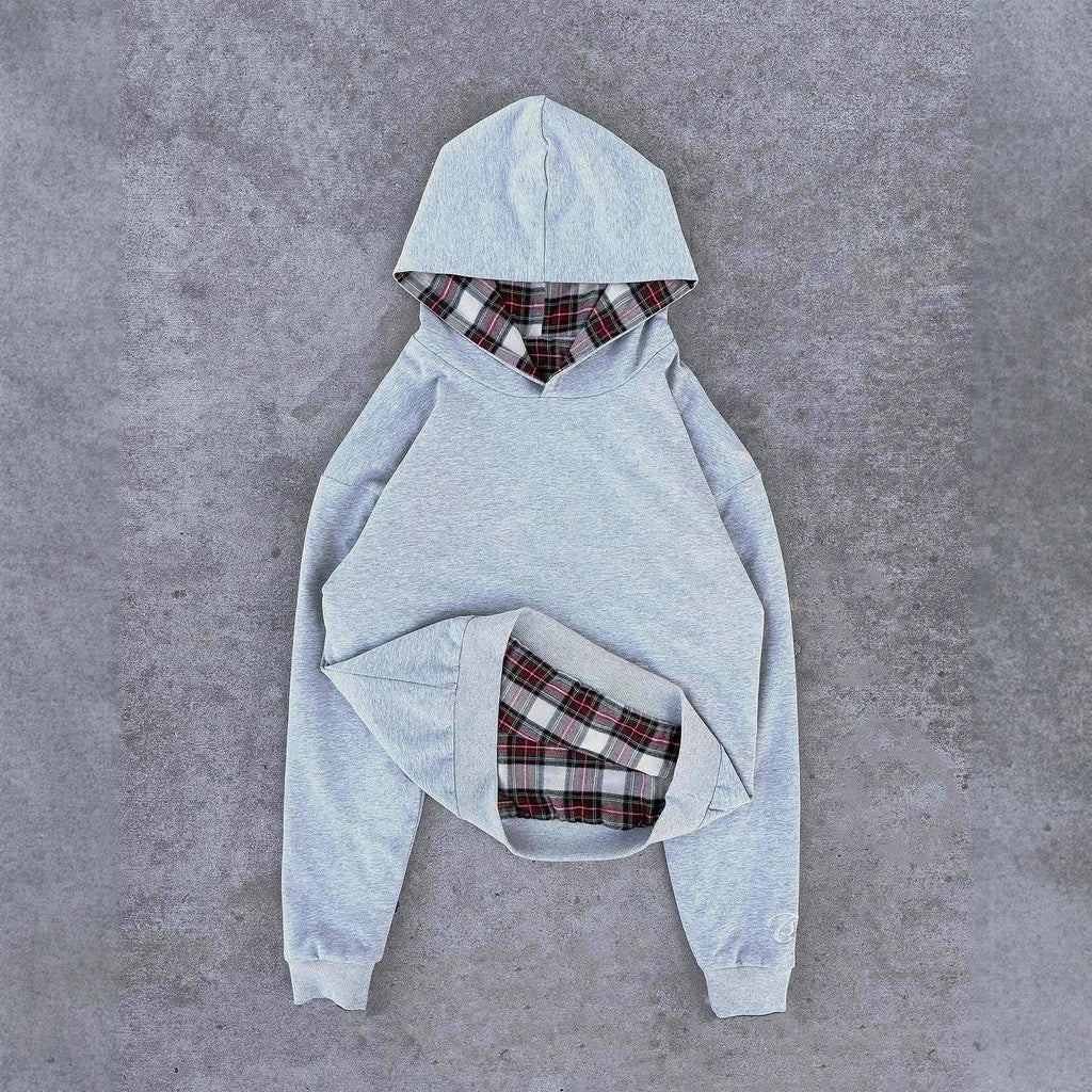 Damen Kapuzenpullover mit modernem Karo-Futter