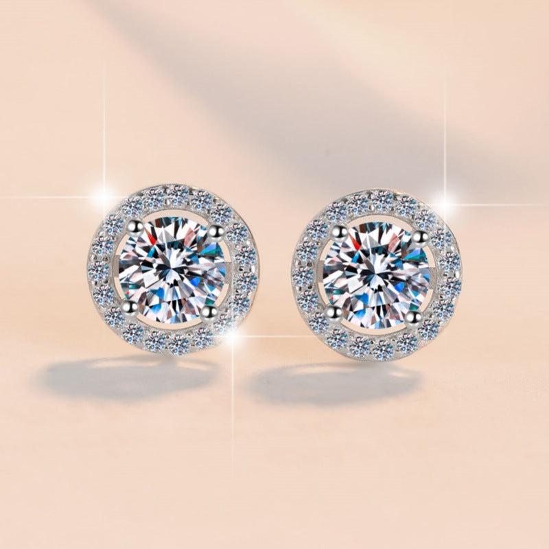 Damen-Ohrstecker mit glitzerndem Kristallbesatz und elegantem Rahmen Shop Nory