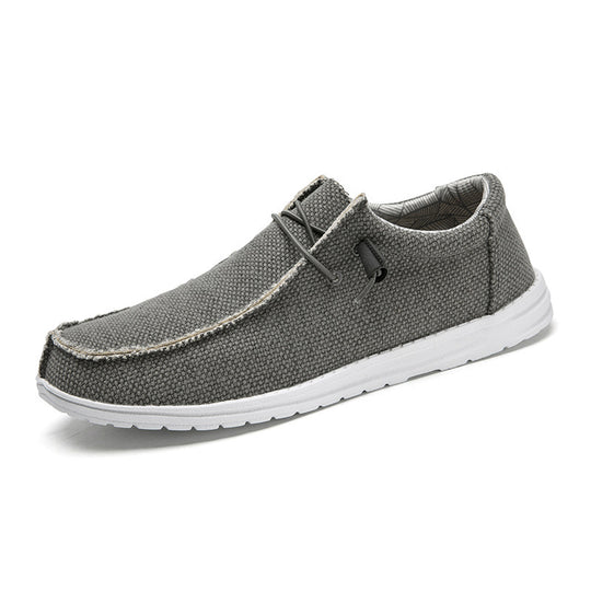 Herren Legerer Canvas-Mokassin-Slipper mit geflochtener Schnürung und gefleckter EVA-Sohle Shopy Nory